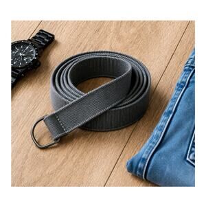 Anchor Gray Woven D Ring Belt 51” Adjustable Gorpcore Utility Raw Edge